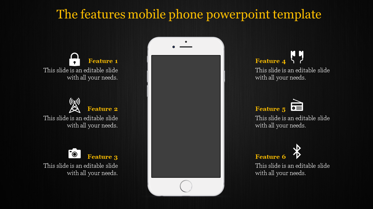 mobile phone powerpoint template-The features mobile phone powerpoint template